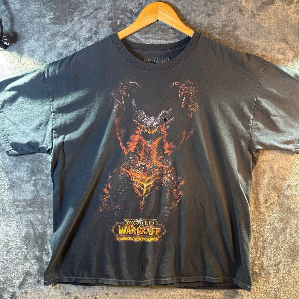 RARE Blizzard World of Warcraft Cataclysm Video Game Promo T-Shirt Black Sz XL